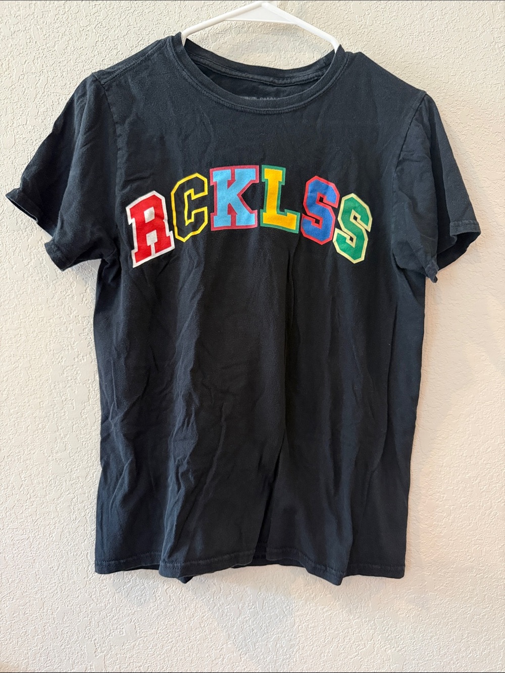 Young & Reckless Black Tee with Multicolor RCKLSS Logo